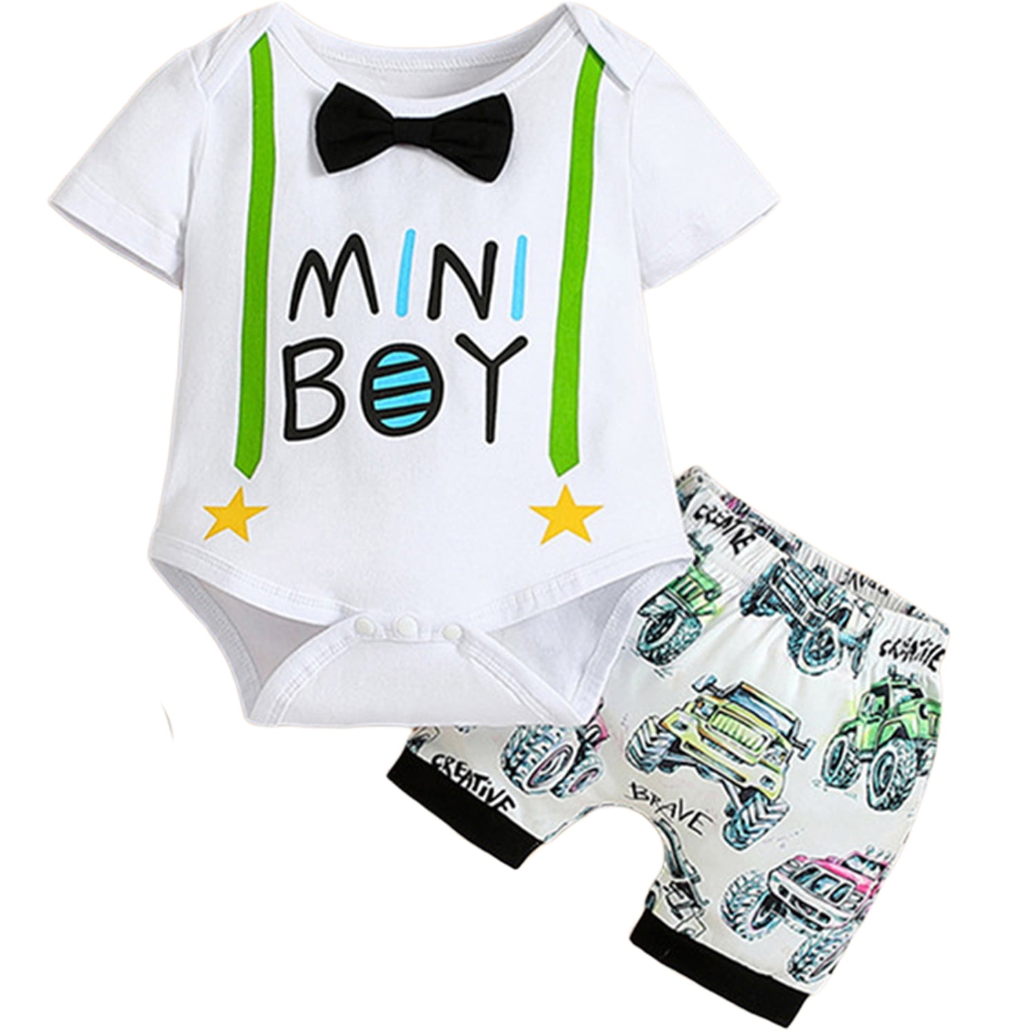 LAPAKIDS Baby Boy Outfits Summer Letter Shirt + Elastic Waist Shorts