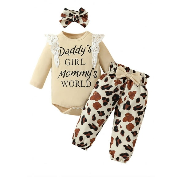 LAPAKIDS Baby Girl Clothes 6-9 Months Infant Girl Cute Leopard Outfits 3PCS