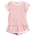 thumbnail image 1 of LAPAKIDS Baby Girl Clothes Summer Toddler Girls Casual Outfits 12M 18M Solid Tops+Shorts Sets, 1 of 7