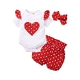 thumbnail image 1 of LAPAKIDS Baby Girls Summer Clothes Ruffles Romper +Shorts+Headband 3PCS Outfit Set 3-6 Months, 1 of 5