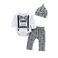 thumbnail image 1 of LAPAKIDS Newborn Baby Boy Outfits Bow-tie Tops Romper+Long pants+Hat Clothes Set 0-3 Months, 1 of 4