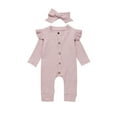 thumbnail image 1 of LAPAKIDS Newborn Baby Girls Clothes Outfits Ruffle Jumpsuit Playsuit Romper 2PCS Set 18-24 Months, 1 of 5