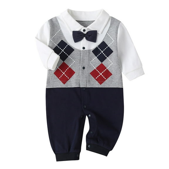LAPAKIDS Newborn Baby boy bodysuits Long Sleeve Gentlemen Romper Jumpsuit 9-12 Months