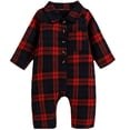 thumbnail image 1 of LAPAKIDS Newborn Infant Baby Boy Christmas Romper Red Plaid Christmas Jumpsuit Bodysuits 18-24 Months, 1 of 7
