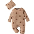 thumbnail image 1 of LAPAKIDS Newborn Infant Baby Boy Girl 9-12 Months Romper Clothes Cartoon Pattern Long Sleeve Bodysuit + Hat Outfit for Gift, 1 of 7