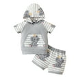 thumbnail image 1 of LAPAKIDS Newborn Infant Baby Boy Hooded Sweatshirt Tops Pants Clothes Outfits 2PCS Set 9-12 Months, 1 of 6