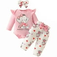 thumbnail image 1 of LAPAKIDS Newborn Infant Baby Girl Clothes Outfits 3-6 Months Cute Elephant Long Sleeve Romper Top Pants Headband 3Pcs Set, 1 of 7