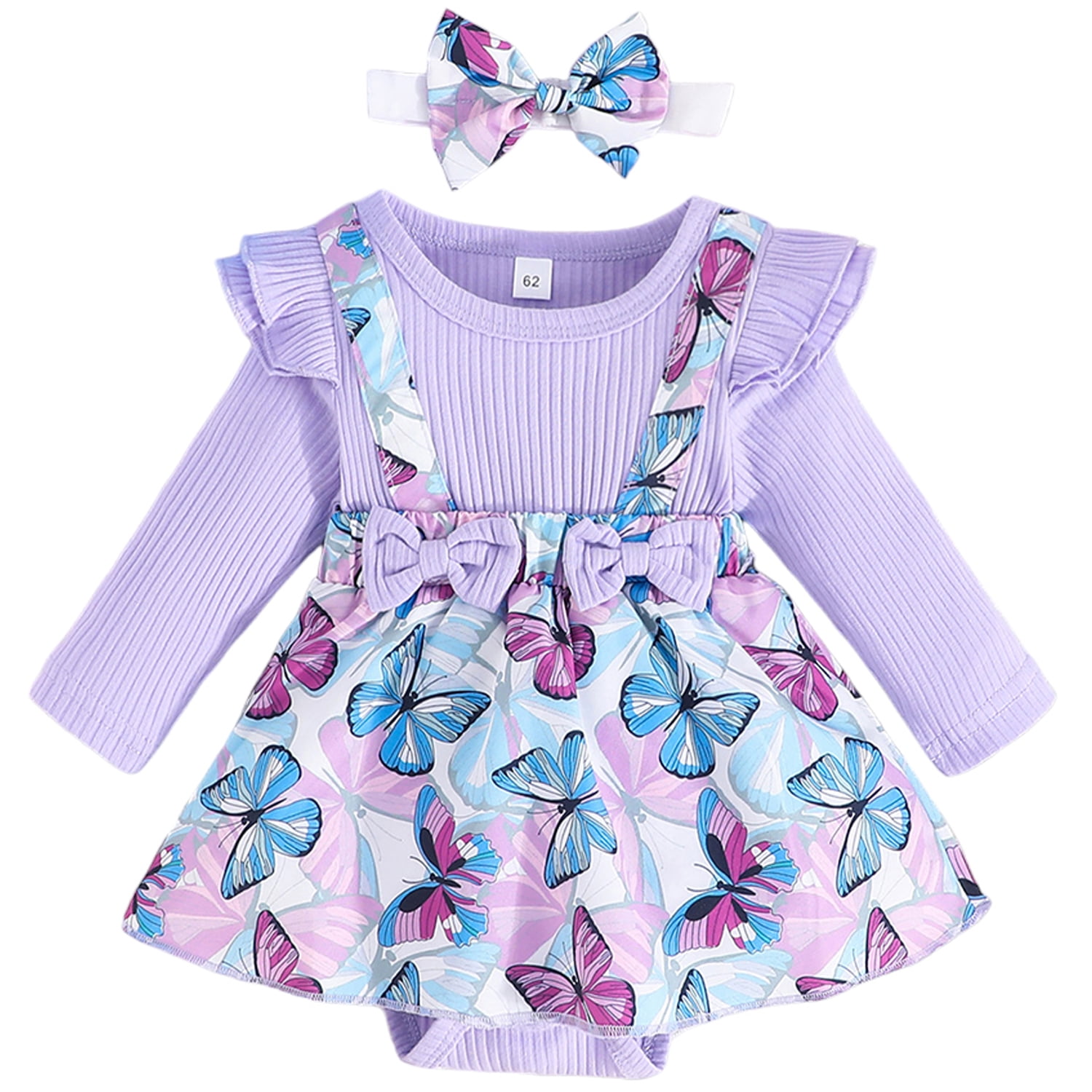 LAPAKIDS Newborn Infant Baby Girl Dresses 0-3 Months Long Sleeve ...