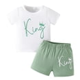 thumbnail image 1 of LAPAKIDS Toddler Baby Boy Outfits Clothes Tops T-Shirt + Letter Shorts Summer Clothes Set 9-12 Months, 1 of 7