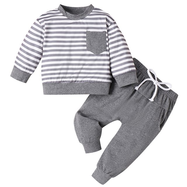 LAPAKIDS Toddler Baby Boys Long Sleeve Clothes Tops Shirt Pants Outfits