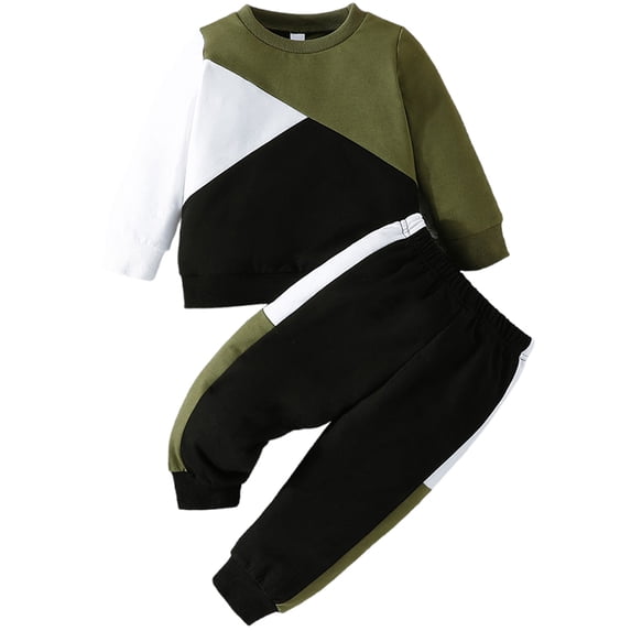 LAPAKIDS Toddler Boy Clothes Trendy Color Contrast Sweatshirt Outfits 3-4T