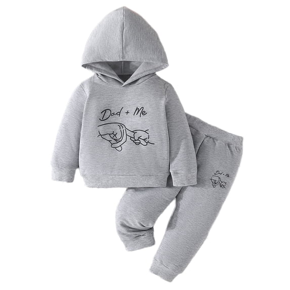 LAPAKIDS Toddler Boy Outfits Infant Kids Sweatshirt Clothes 9-12 Months Fall Winter Letter Hoodie Tops Joggers Pants 2Pcs Sets