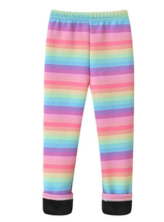 Womens Casual Spring Fashion Pastel Rainbow Cute Warm Fleece Pants Leggings
