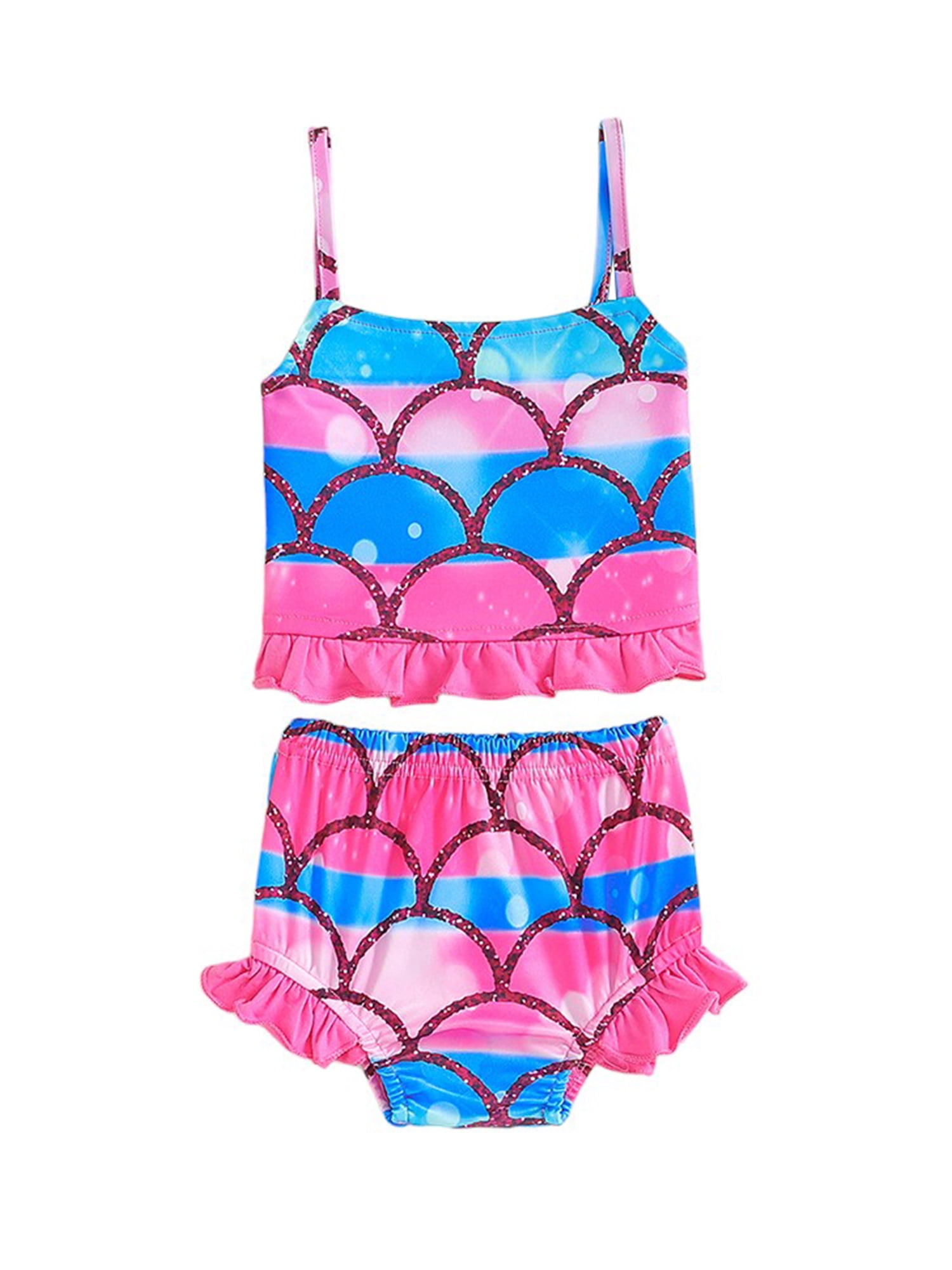 LAPAKIDS Toddler Girls Swimsuit Mermaid Ruffle Swimwear TwoPiece Suit 45T