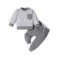 thumbnail image 1 of LAPAKIDS Toddler Infant Baby Boy Fall Winter Clothes Long Sleeve Striped Top Elastic Waist Pants Outfits Set 6-9 Months, 1 of 6