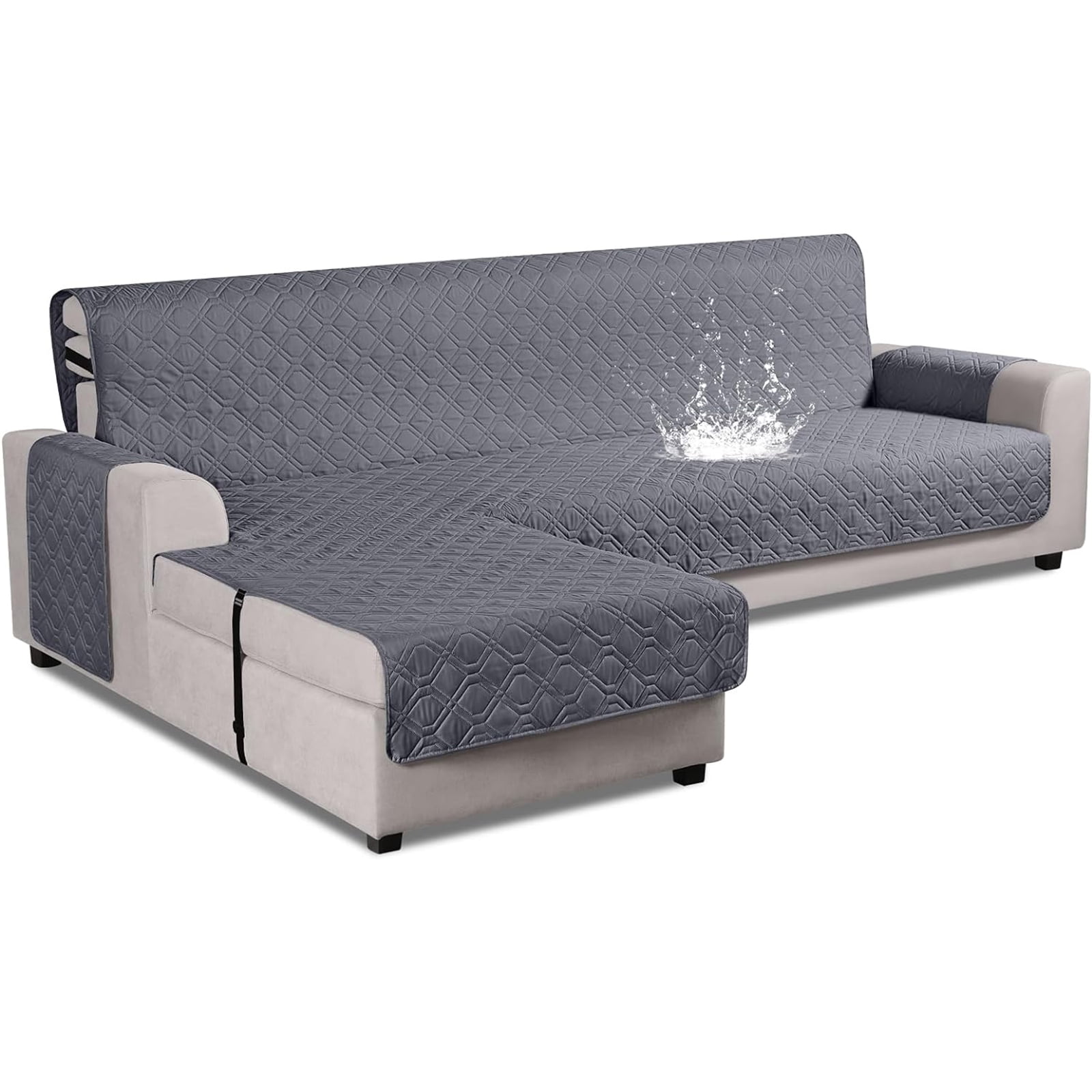 LAPAMAX 100% Waterproof Sectional Couch Cover Quilted Slipcover L-Shape ...