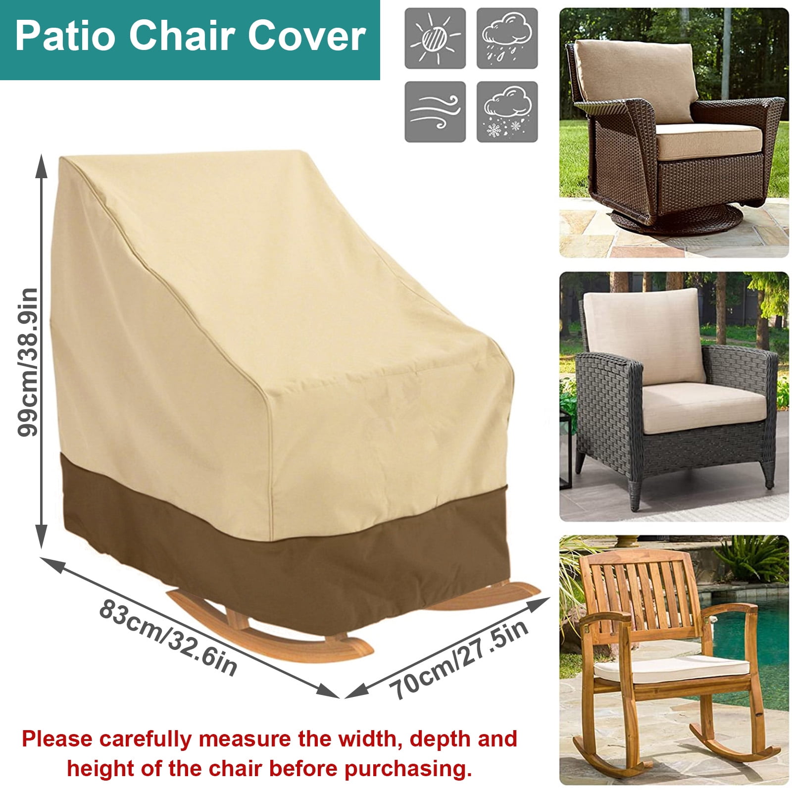 LAPAMAX Patio Chair Covers, 32" x 28" x 38" 420D Lounge Seat Cover ...