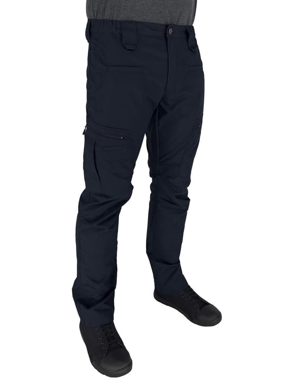 LAPG Men's Atlas Stretch Cargo Pants, Durable & Lightweight Ripstop Work Pants, Outdoor Hiking Pants for Men - Navy - 34 x 34