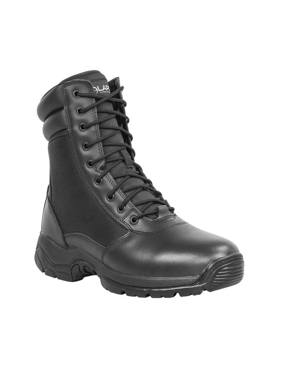 LAPG Men's Core 8" Side-Zip Work Boots, Lightweight and Durable Suede Leather Boots for Hiking, Motorcycling, and Outdoor Activities, Black, Size 13
