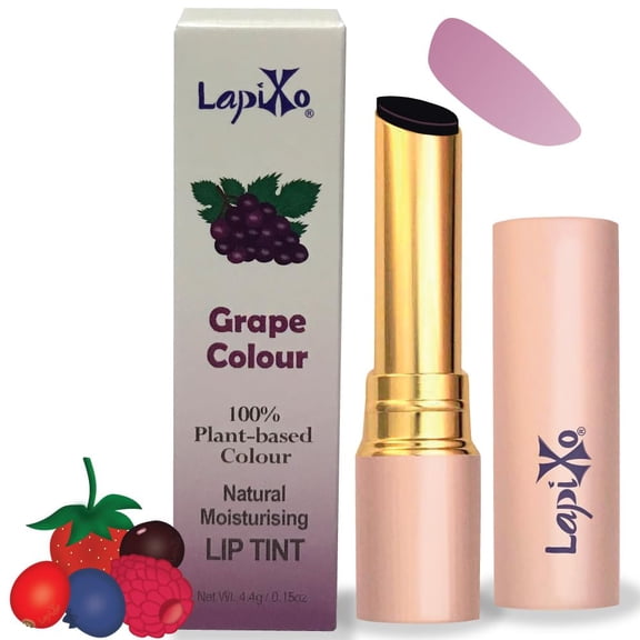 LAPIXO 100% Plant-based Color Lip Tint, Unique Formula, Natural + Moisturizing | 2-in-1 | Non-Toxic, All Food Ingredients, Antioxidant-rich, Natural Matte Sheer, Buildable, 4.4g/0.15oz (Grape color)