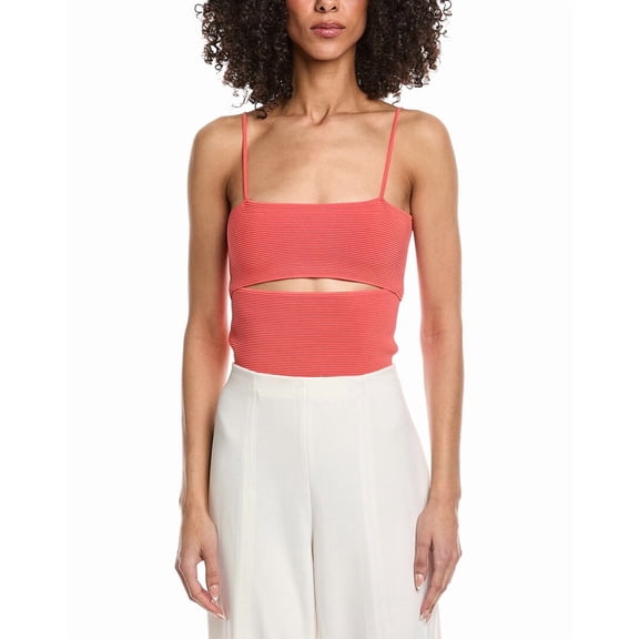 LAPOINTE womens Crepe Matte Front Slit Tank, XL, Red