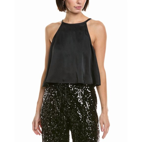 LAPOINTE womens  Lightweight Satin Cami Shirt, l, Black