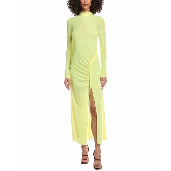 LAPOINTE womens Mesh Fitted Bias Tab Slit Dress, m, Green