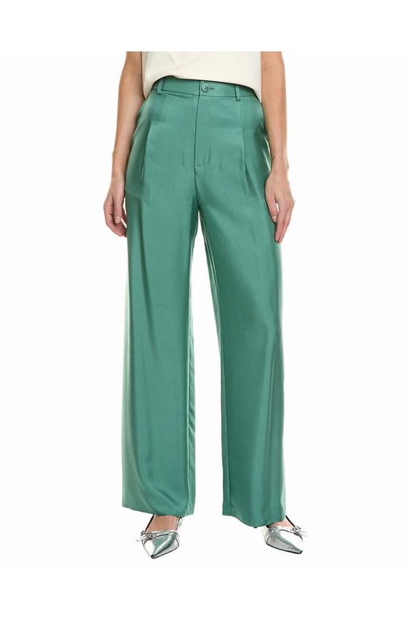 womens Organic Silk Relaxed Pant, 6, Green