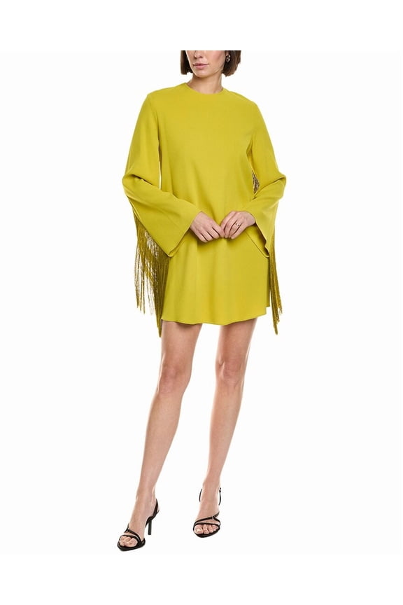womens Pebble Crepe Shift Dress, xs, Yellow