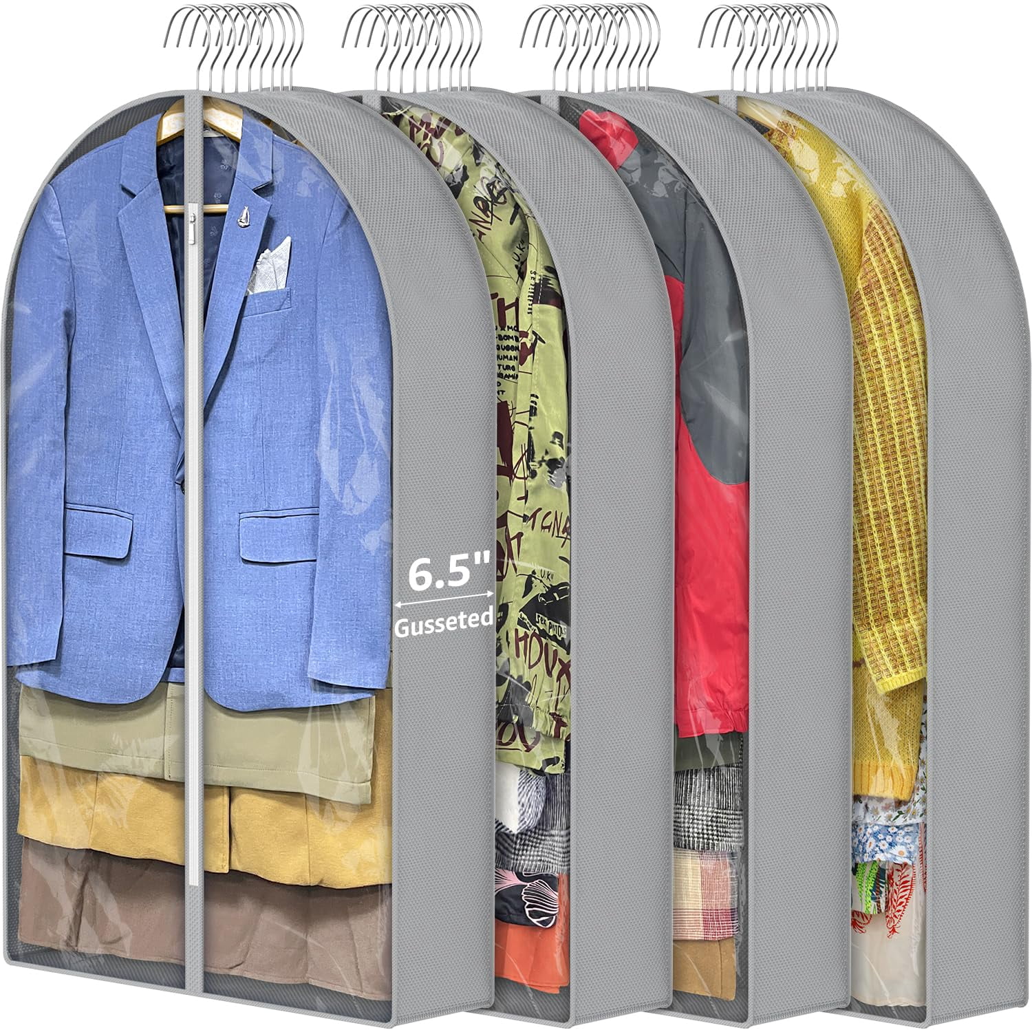 LAPPR 4 Pack 40'' EC36 Garment Bags for Hanging Clothes with 6.5