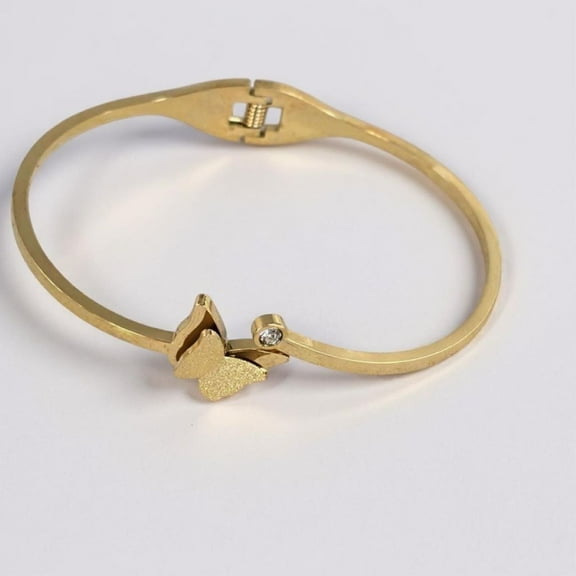 LAPRECIEUZ DE ARTHES JEWELRY 18K Gold over Stainless Steel Butterfly Bracelet Charms women 7"