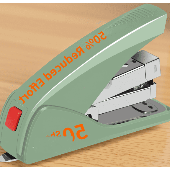 LAPTOM MAX 1-Pack Desktop Stapler, 50-Sheet Capacity, Low Force One-Finger Touch, Built-in Staple Remover, Portable, Green