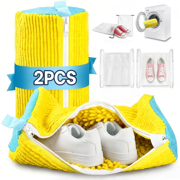 LAPTOM MAX 2 Pack Shoe Washing Machine Bags, Reusable Mesh Laundry Shoe Bags for Washer & Dryer, Includes Storage & Drying Accessories