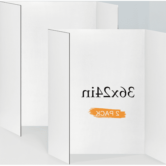 LAPTOM MAX 2 Pack Trifold Poster Board 36 x 24 Inch White Corrugated Three-Panel Display for Science Fairs and Projects