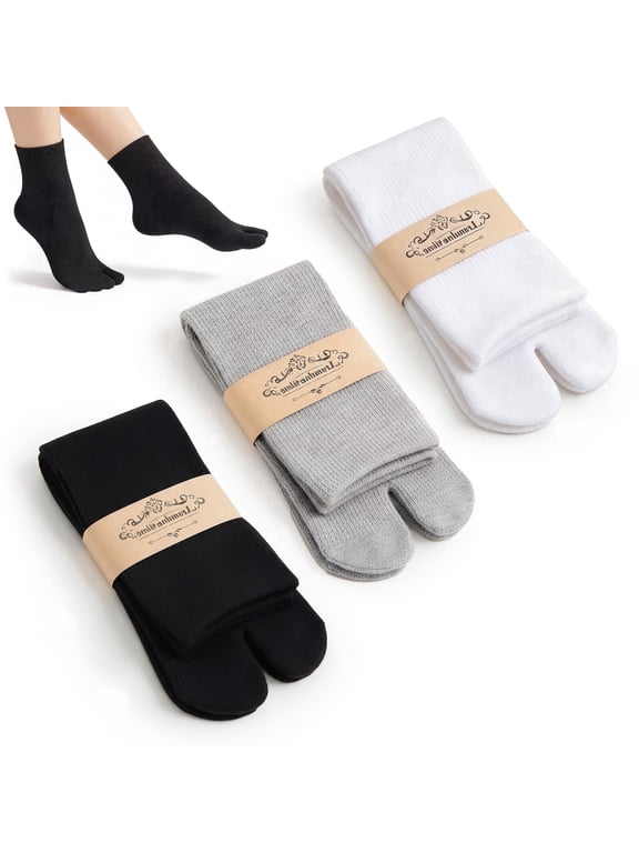 3 Pairs Japanese Split-Toe Tabi Socks for Men Women Flip Flop Geta Sandals