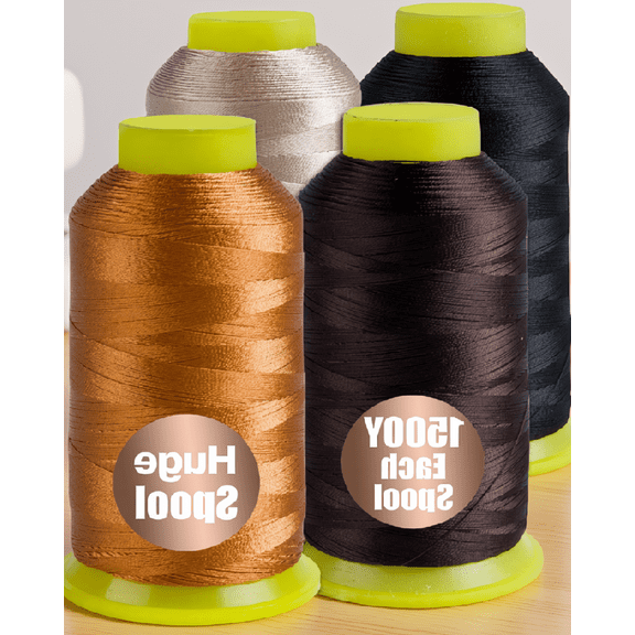 LAPTOM MAX 4 Cones Nylon Upholstery Thread 210D/3, 1500 Yards Per Cone, Heavy Duty for Leather, Canvas, Hair Extensions, Serger Compatible