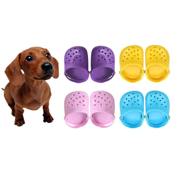 LAPTOM MAX  4 Pairs Small Dog Crocs, Candy Color Puppy Sandals for Photo, Pet Rubber Slippers for Small Dogs, Summer Breathable Dog Shoes, purple,Yellow,Pink,Blue