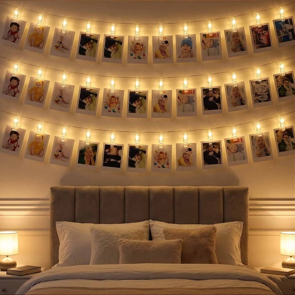 LAPTOM MAX 40 LED Photo Clip String Lights with Timer & Remote, Twinkle Fairy Lights for Girls Bedroom, Teen Room Wall & Photo Decoration