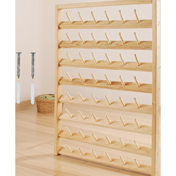 LAPTOM MAX 48 Spool Wooden Thread Holder, Wall Mount and Freestanding Sewing Embroidery Thread Organizer Rack, 16.37 x 12 Inch