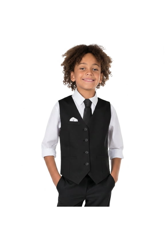 6-Piece Formal Slim Fit Suit Set with Vest, Dress Pants, Dress Shirt, Necktie, Bow Tie and Pocket Square