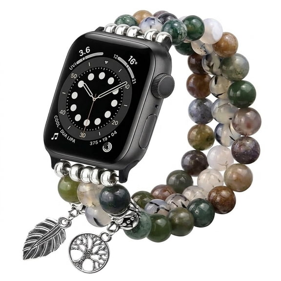 LAPTOM MAX Apple Watch Bands, Beaded Elastic Stretch Strap Bracelet in Natural Stone for Women