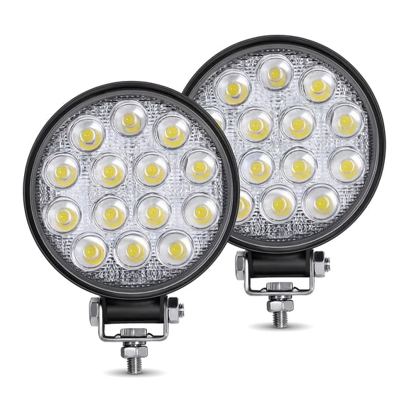 LAPTOM MAX Led Work Light Flood SPOT Lights for Truck off Road Tractor ATV Round 48W 4inch 14pcs-SMD LEDs Diecast ABS housing, 2Pack