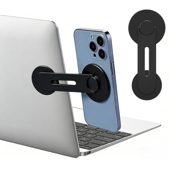 LAPTOM MAX Magnetic Phone Holder for Laptop for MagSafe for iPhone 17/16/15/14/13/12 & All Phones, 180°Adjustable Side Mount for Monitors, Phone Mount for Tesla (Black)