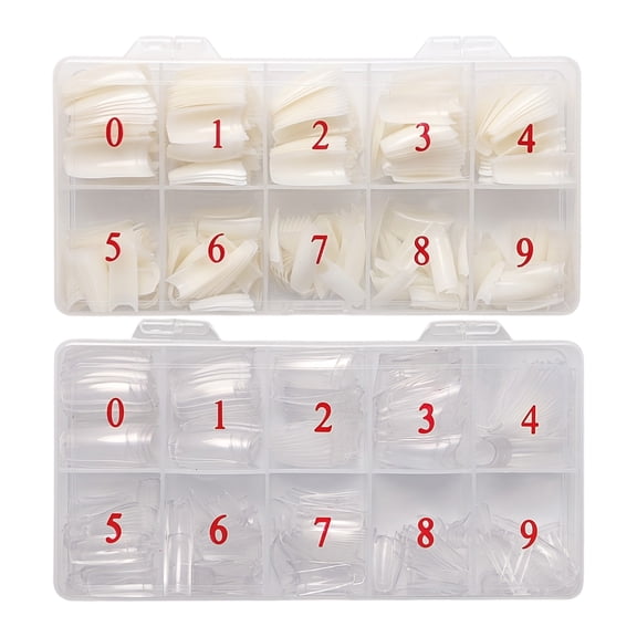 LAPTOM MAX Nail Tip 1000 Pcs French Style Acrylic Half Cover False Nails with Box for DIY Home Salon Gift