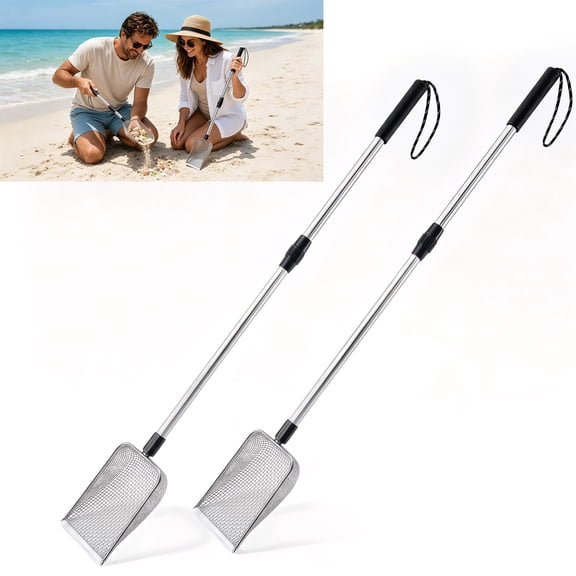 LAPTOM MAX Shark Tooth Sand Sifter, Beach Sand Scoop Shovel Tool for Collecting Shells and Shark Teeth, 35.4 x 3.9 Inches