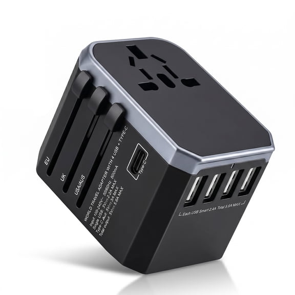 LAPTOM MAX Universal Travel Plug Adapter, International Plug Adapter with Type C, All-in-one Universal Power Adapter Plug for USA EU UK AUS