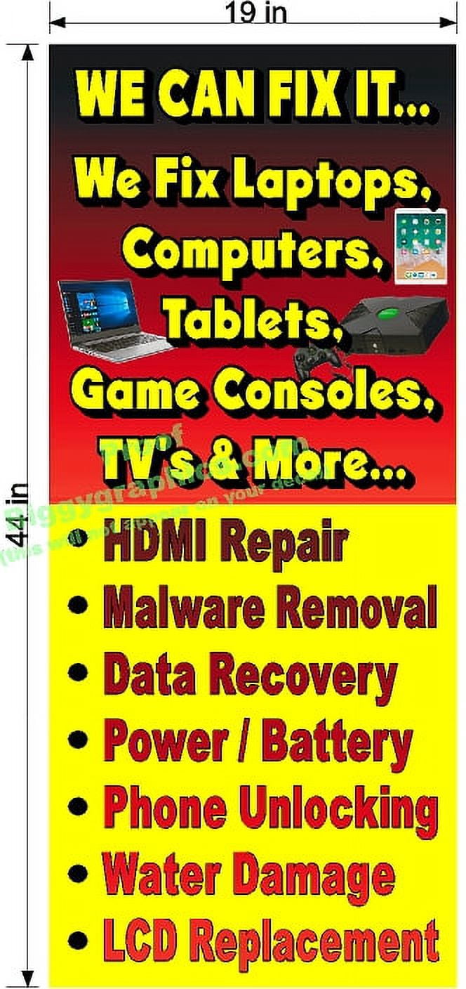 LAPTOP TABLET GAME CONSOLE TV CELL PHONE REPAIR PERF VINYL DECAL 19" x ...