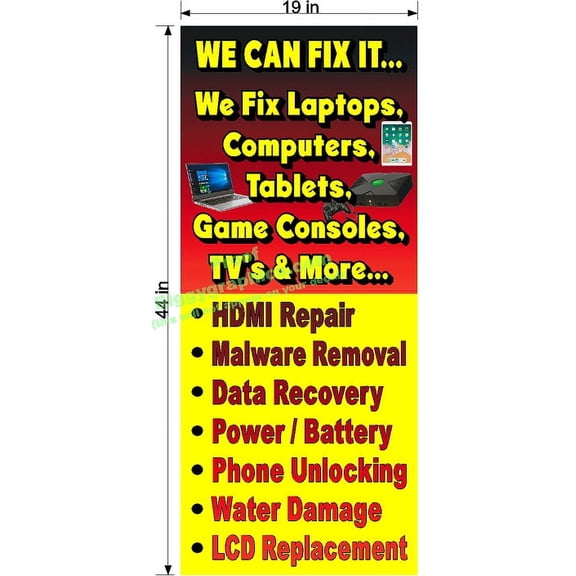 LAPTOP TABLET GAME CONSOLE TV CELL PHONE REPAIR PERF VINYL DECAL 19" x 44"