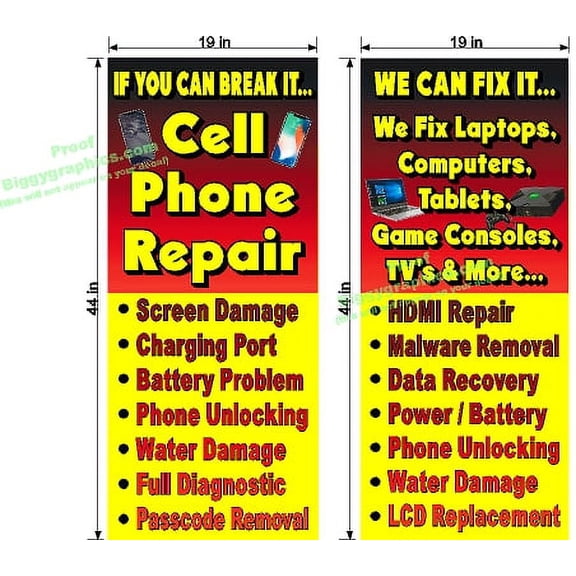 LAPTOP TABLET GAME CONSOLE TV CELL PHONE REPAIR VINYL DECAL 19" x 44"