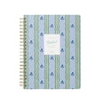 thumbnail image 1 of Papier To Go, College Ruled, Lined Notebook, Spiral, Hardcover, B5 Size - 7.1x 10", Stripe and Floral Print - Ric Rac, Blue, 1 of 4